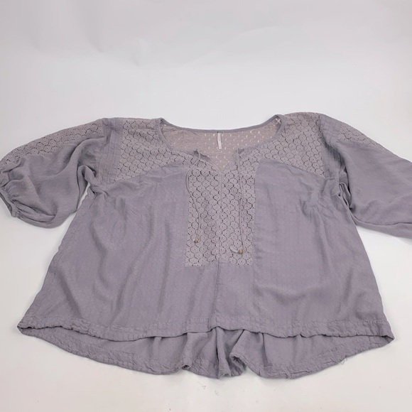 Free People Pullover Top shirt purple lavender Size Small oversized Lace Tassel - Picture 1 of 16
